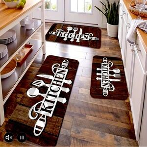 Kitchen Floor Rugs. Set of 3.
